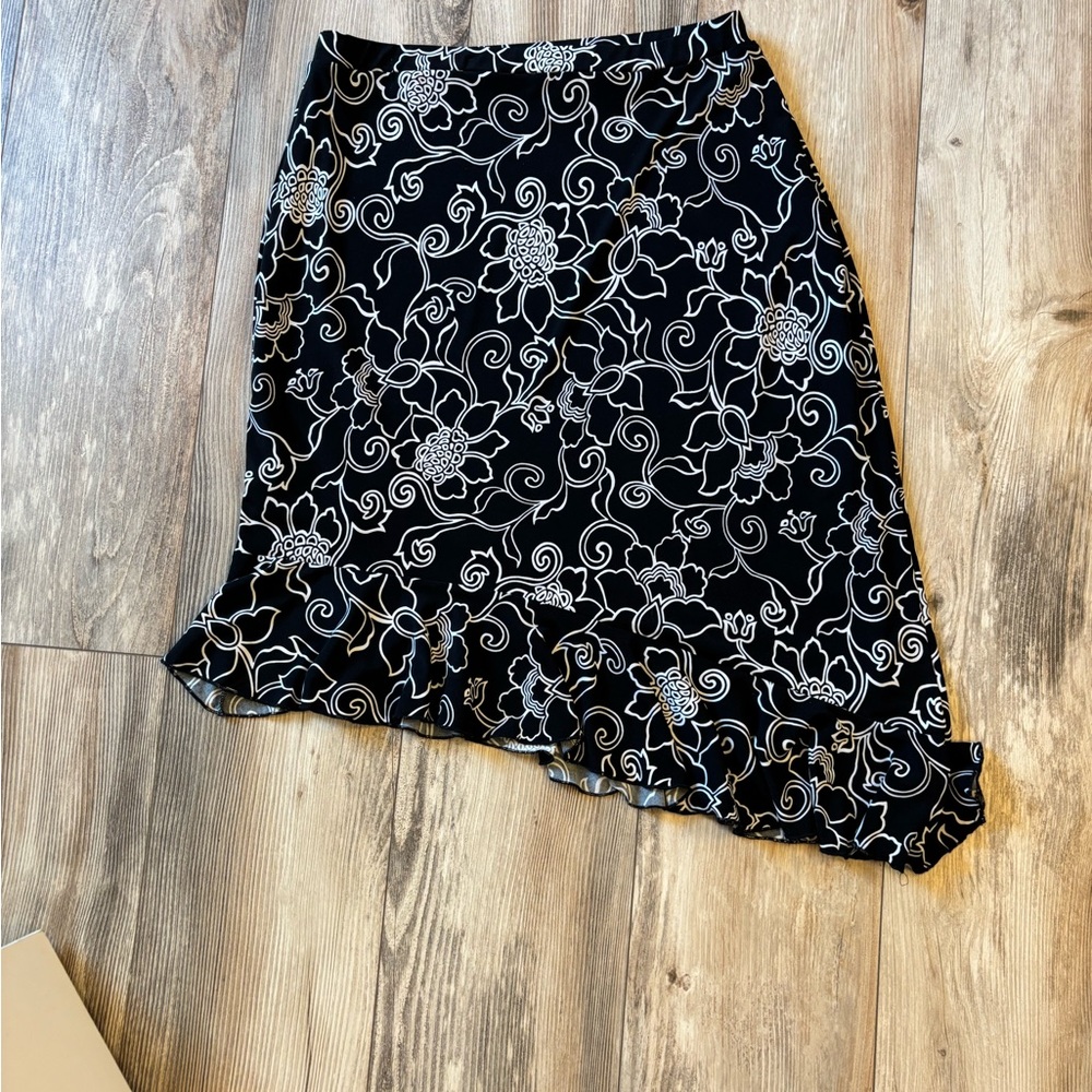 Floral Black and White Skirt